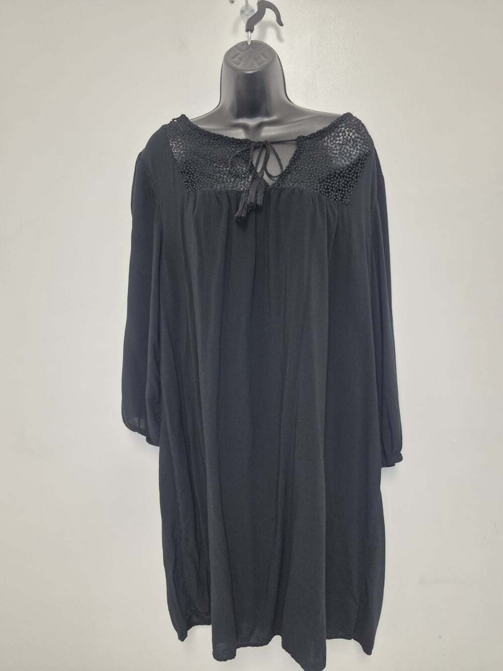Old Navy Long Sleeve Lace Boho Mini Dress Black sz XL